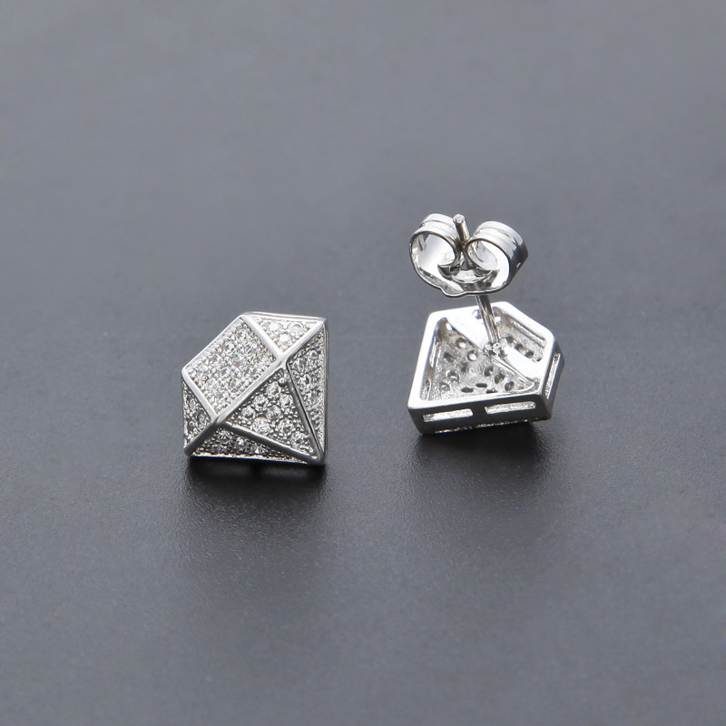 Stud Earrings New Diamond Model Stud Earrings 925 Sterling Silver Zircon Stud Women Geometric Crystal Gold Earrings Luxury Jewelry Exquisite Gift