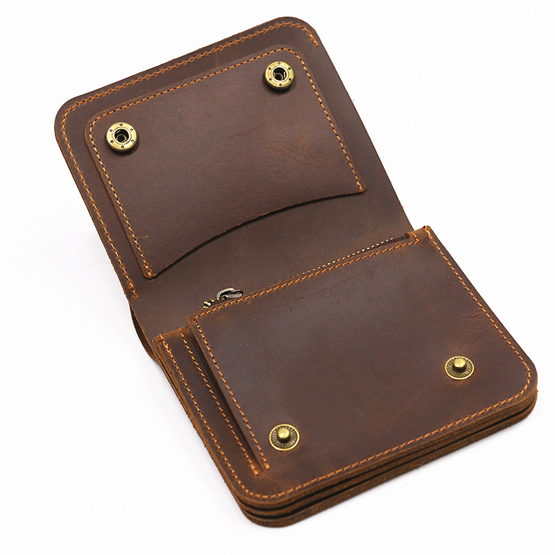 100% Genuine Leather Wallet For Men Male Vintage Original Cowhide Short Bifold Men's Purse Card Holder With Zipper Coin Pocket