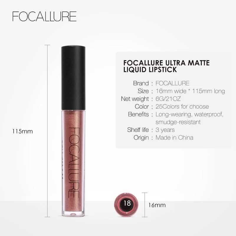 FOCALLURE Waterproof Lip Gloss Matte Velvet Lasting Naked Cup Free Liquid lipstick Womens lipstick Cosmetics W241101