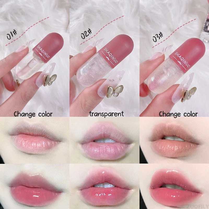 3 pieces of lip color changing crystal jelly transparent glass lipstick moisturizing glitter liquid lipstick W241101