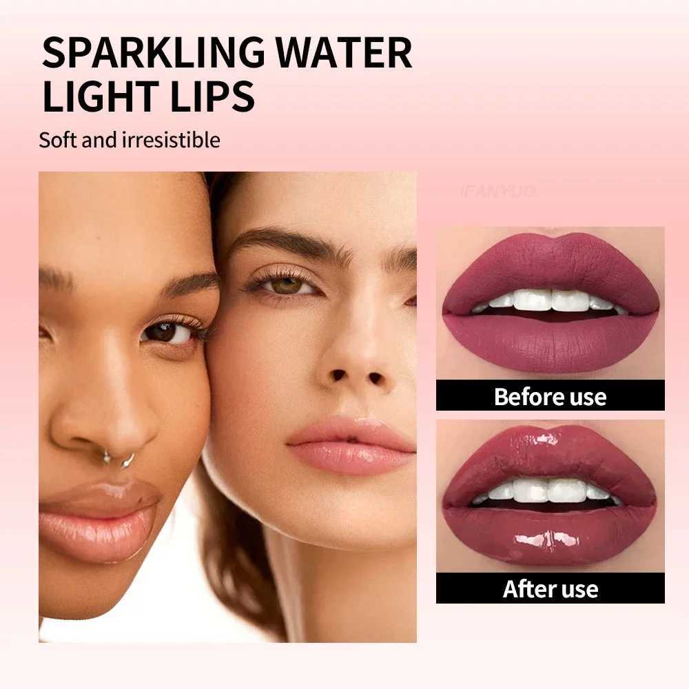 Pure brown ruffled lip gloss moisturizing fruit lip oil transparent lip coloring hose makeup application beauty care W241101