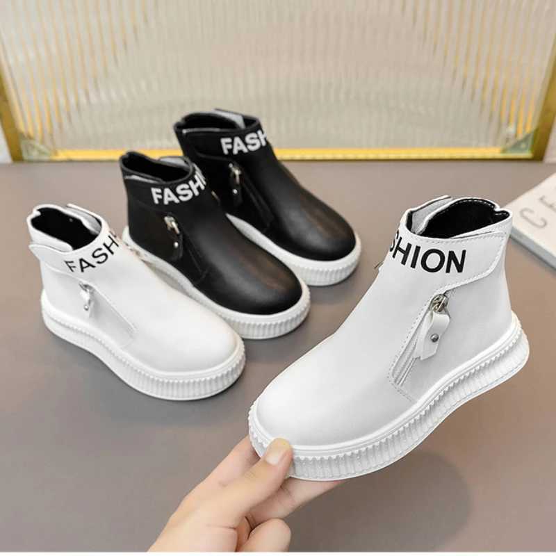 Childrens Fashion Boots Side Zipper Round Toe Classic Solid Anti Slip Boys and Girls Short Boots Size 21-30 M241102