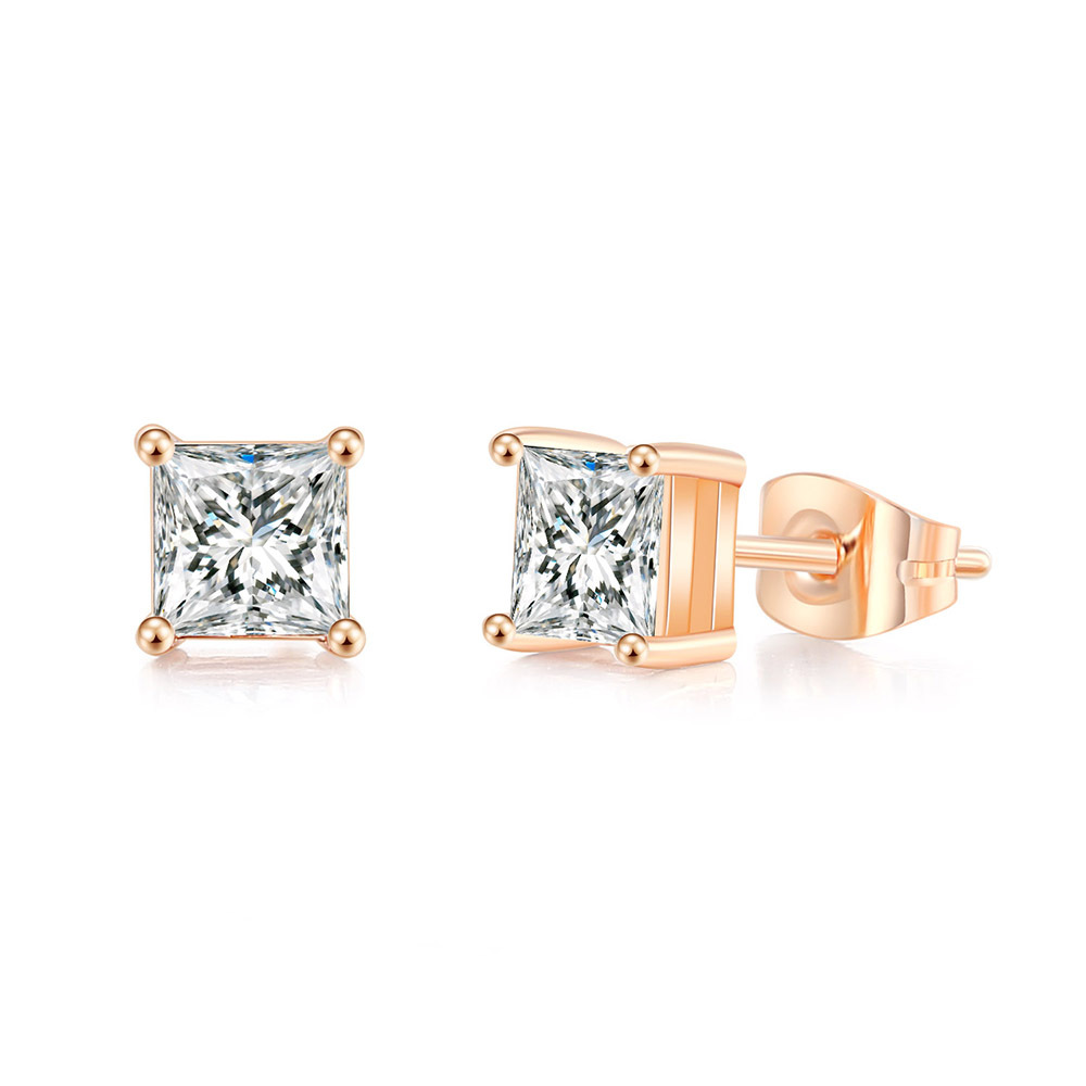 Popular Square Zircon Stud Earrings For Men Women Classic Everything Matching Ear Accessories Jewelry Wholesale aretes de mujer hip hop men earring