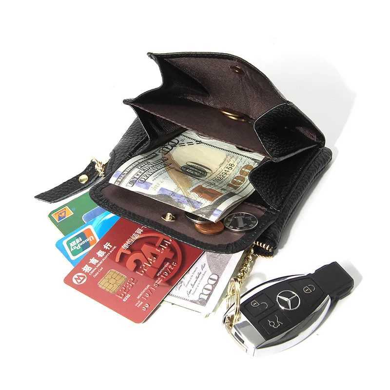 Zipper Coin Purses Genuine Cow Leather Wallet Lady Card Holder Coins Pocket Versatile Handbag Flexible Key Ring Style Flap PurseXJ241111