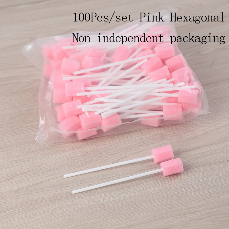 100pcs Disposable Oral Care Sponge Swab Tooth Cleaning Mouth Swabs With Stick