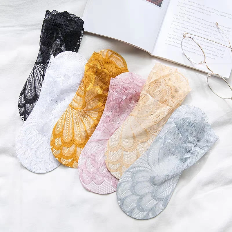 Invisible Boat Socks 2025 Women new Summer Lace Flower Elastic Socks Thin Hollow Anti-drop Short Tube Socks Lady Breathable Ankle Socks