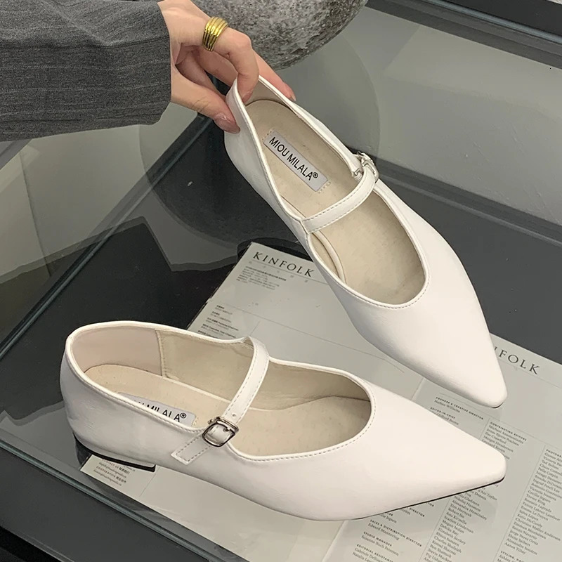 Spring Women Flats Shoes Fashion Shallow Elegant Ladies Buckle Strap Footwear Sandals Casual Mary Female 240321