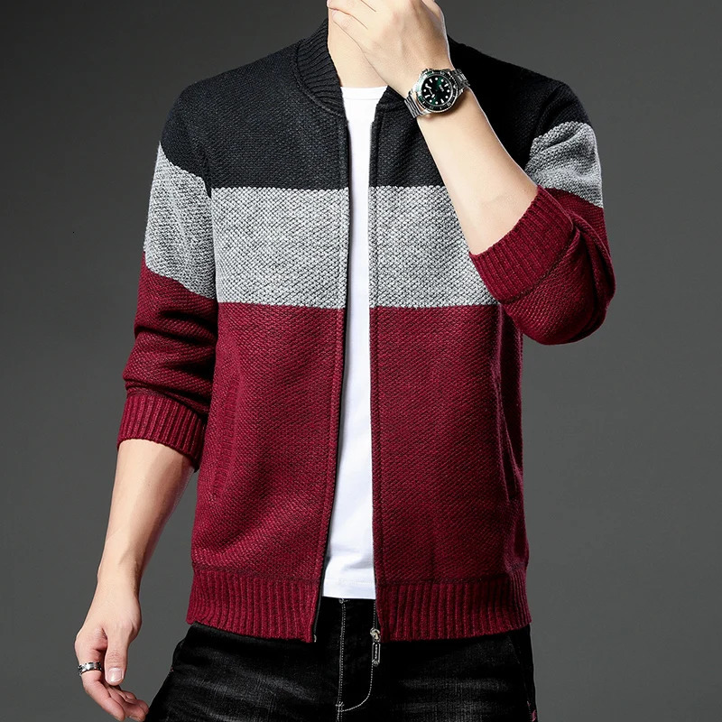 Mens Fleece Thick Cardigan Autumn Winter Knitted Sweaters Male Cardigans Slim Fit Cold Sweater Coat Jacket 241024