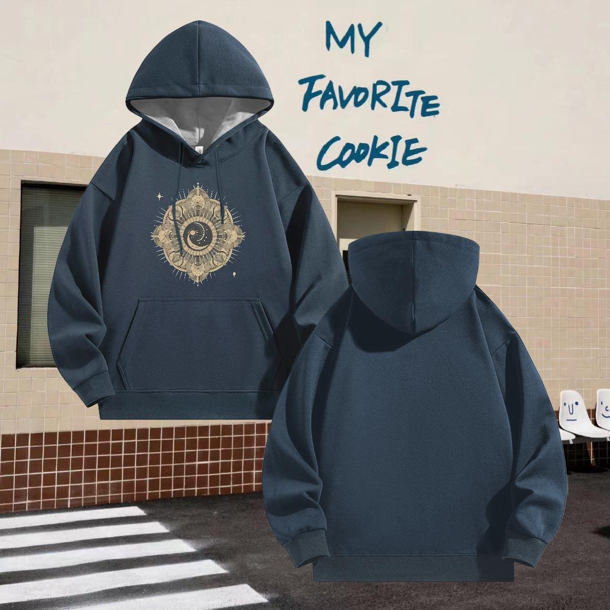 Customized Hoodie For Man Casual Daily Wear Brand Men's Hooded Sweatshirt Breathable Drawstring Floral Print Tops Hoody Cotton 350g