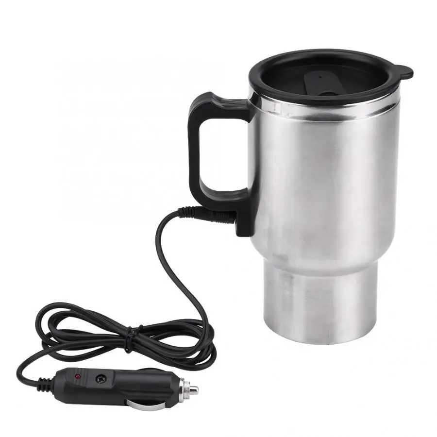 60W 12V 450ml electric kettle stainless steel car heating cup coffee tea car cup g travel water coffee milk hot g Y241102