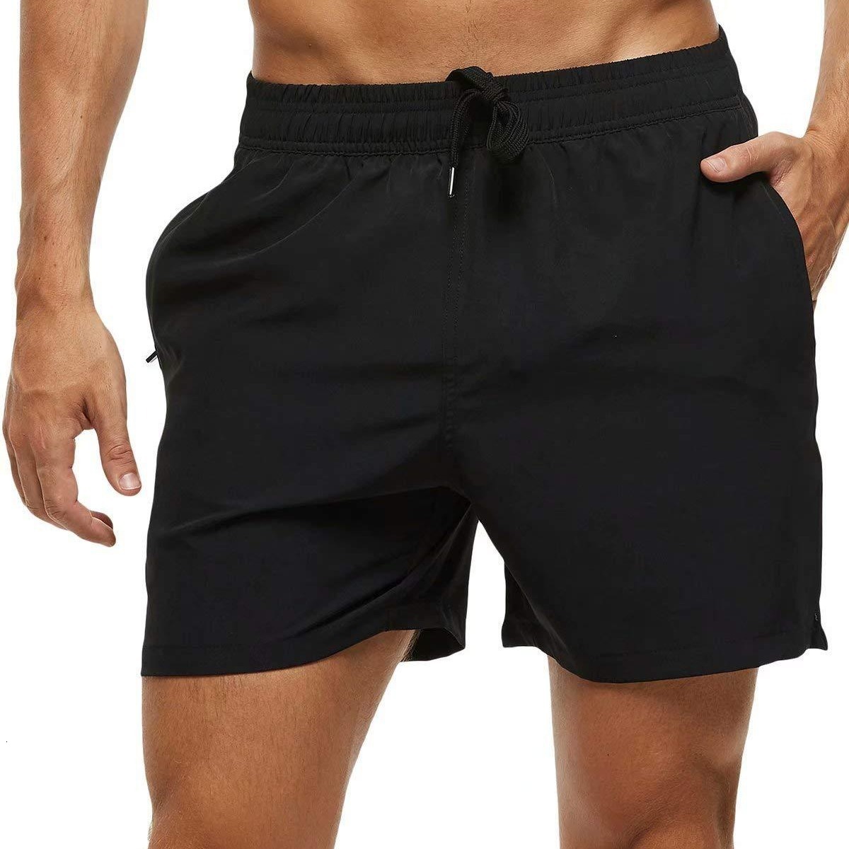 New mens beach pants sports shorts quick drying running training pants with liner casual pants sports pants
