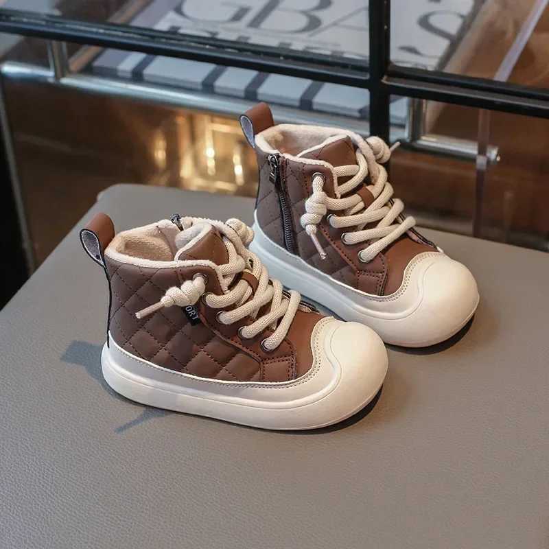 New winter childrens boots with thick soles waist circumference girls ankle boots fashionable childrens warm cotton boots anti slip patches working si