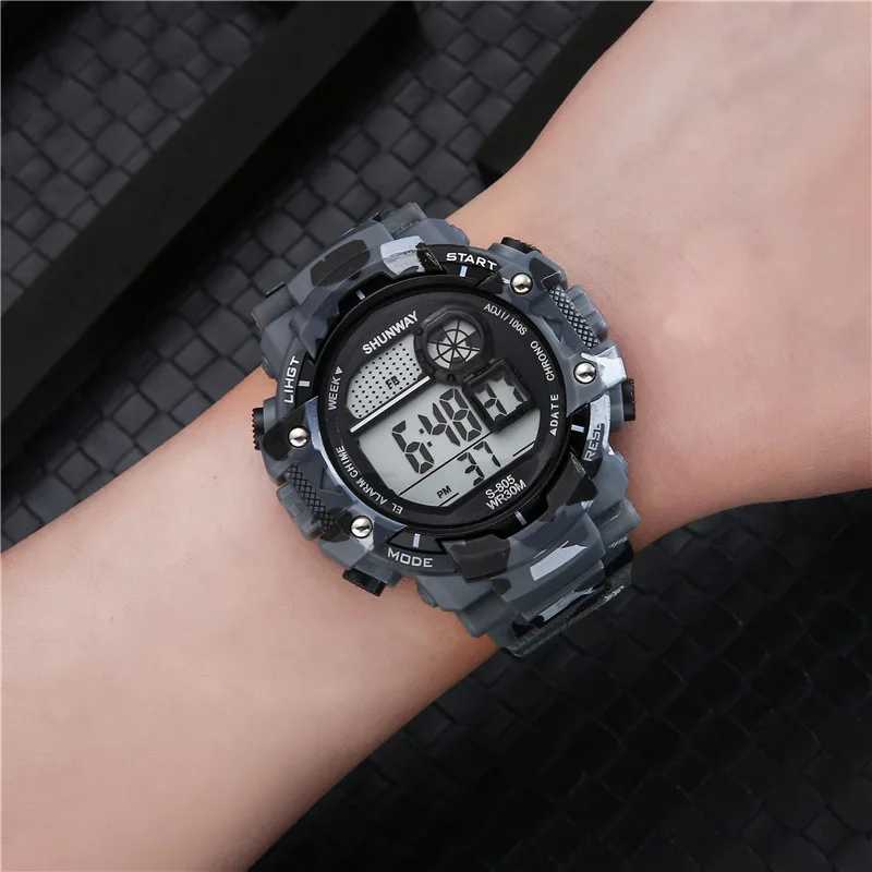 50M Waterproof Children Sports Electronic Watch Swimming LED Backlight Camouflage Green Digital new Watches 2025 for Student Boy Gift 805