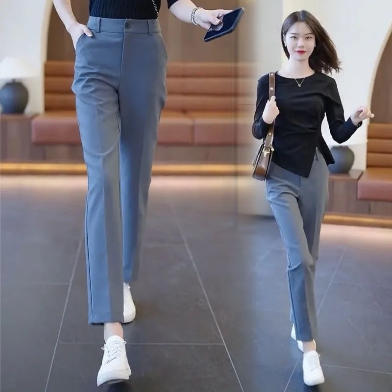 Women Golf Pants Spring Highwaisted Casual Suit Pant style Slim Elastic Straight golf Trousers Korean Ladies Golf Wear y240322