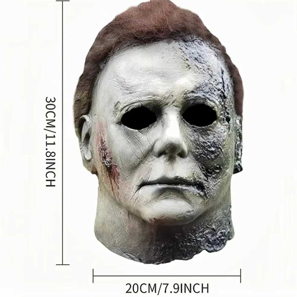 Michael Myers Mask Latex Halloween Cosplay Party with IC Knife Match Horror Makeup Adult Cosplay Mask Y241104