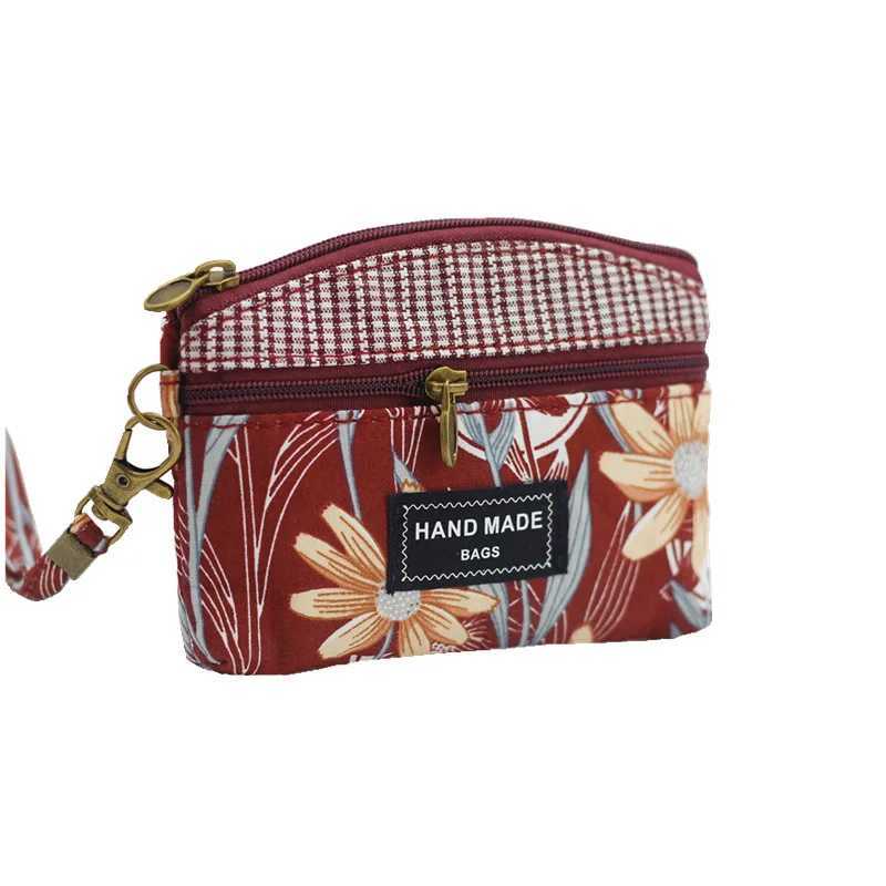 Womens Cott Floral Printing Coin Purse Female Short Wallet Small Mey Pouch Cluh Card Bag Ladies Handbag Bolsa for GirlsXJ241111