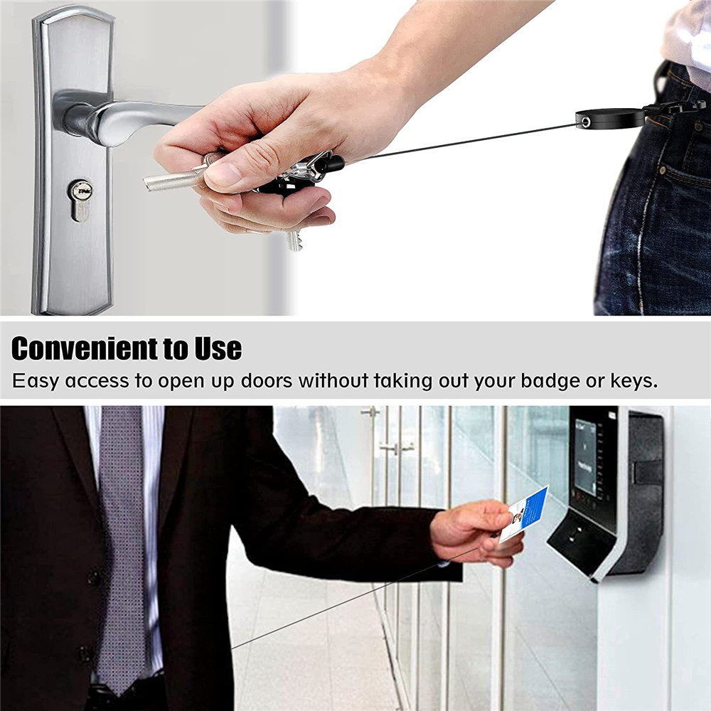 2pcs Retractable Badge Reel Id Lanyard Name Tag Card Badge Holder Reels Recoil Belt Key Ring Badge Clips Card Holder Keychain