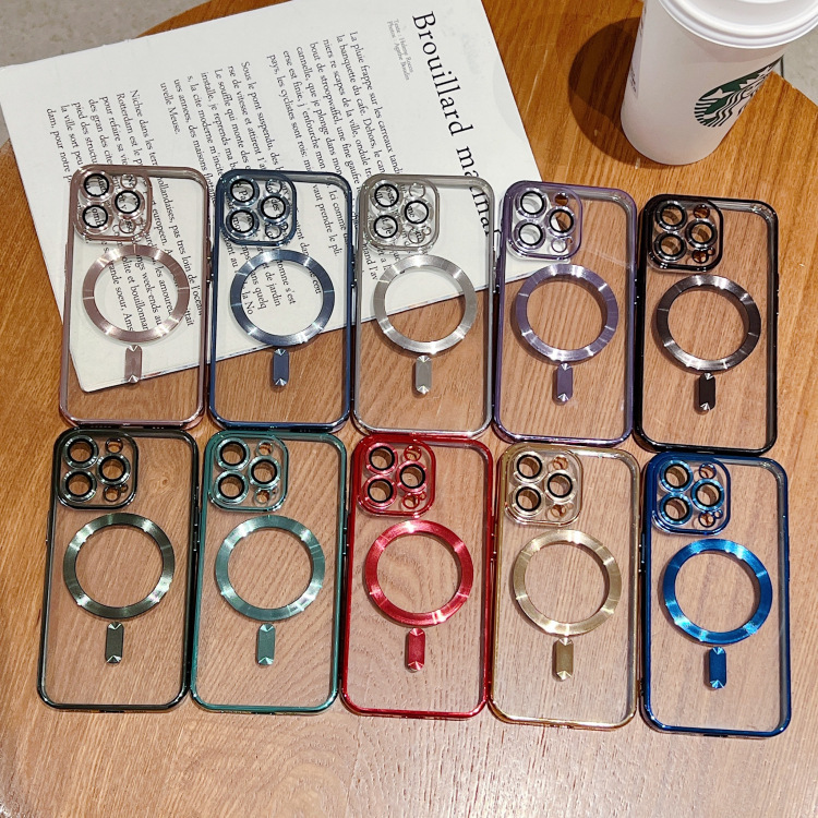Electroplating Magnetic Case For iPhone 16 16e 15 14 13 12 11 Pro Plus Samsung S22 S23 S24 S25 Ultra Note 20 Plus Soft Magsafe Cover With Camera Lens 