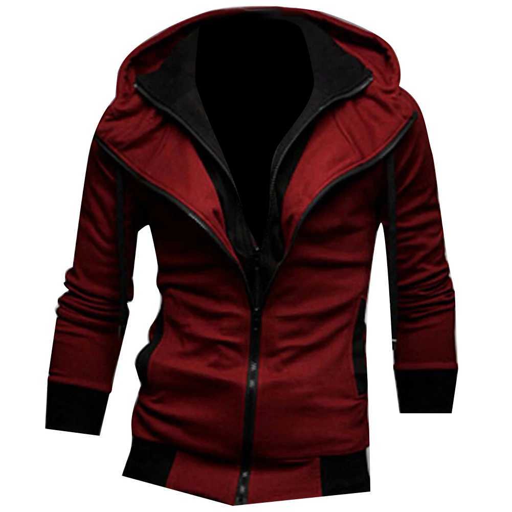 New winter warm mens clothing plus size mens clothing color block length Sleve ultra-thin hooded zipper jacket outerwear mens outerwear W241102