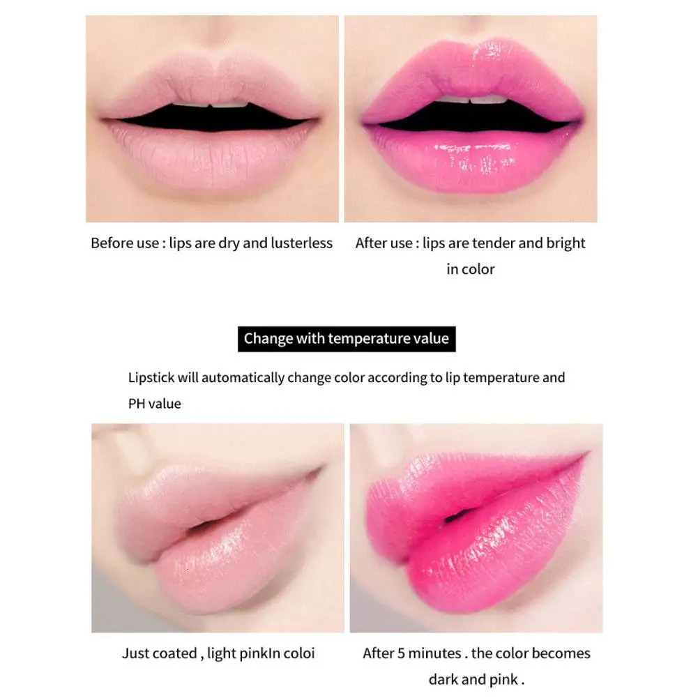 6 pieces/box crystal transparent flower jelly lipstick kit agent nourishing lipstick temperature changing lip gloss 241031