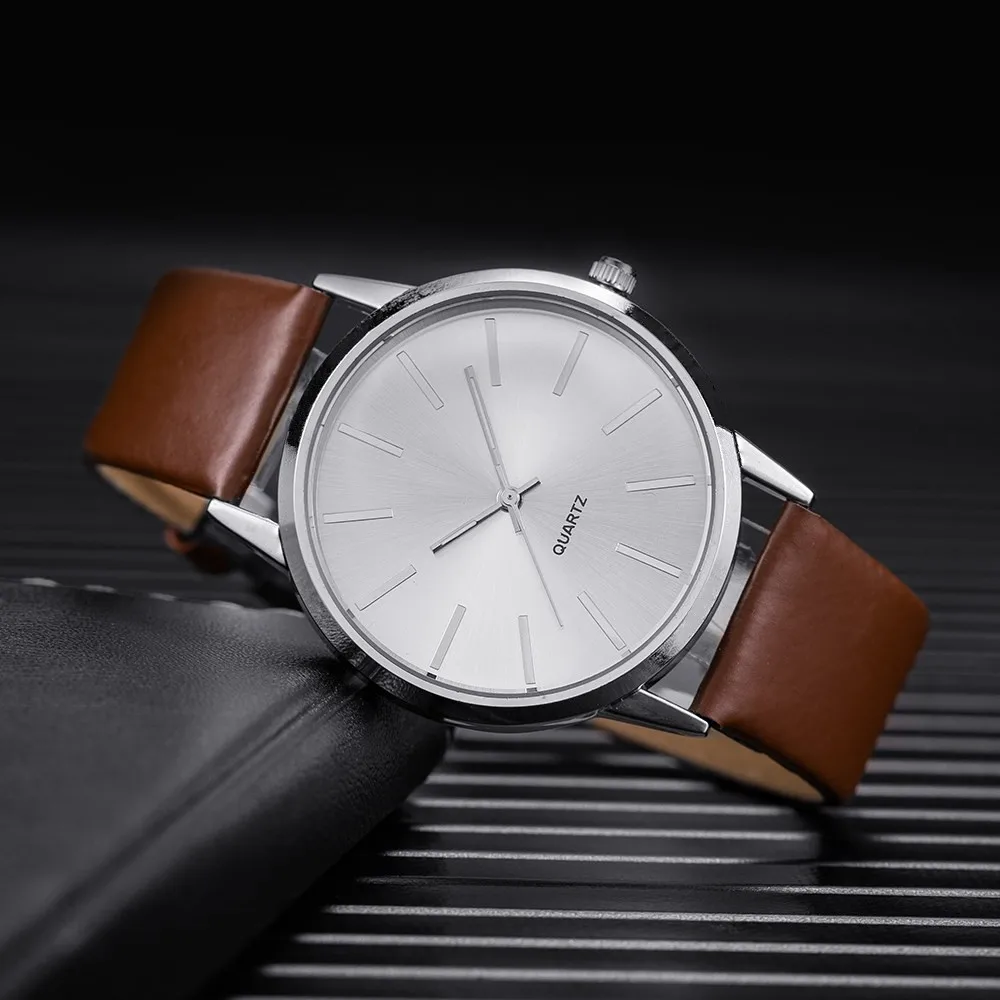 2023 Men Watches Top Brand Brown Leather Band Quartz Wristwatch Men's new 2025 Casual Simple Watch Wrist Male Clock Reloj Hombre