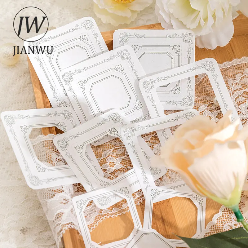 JIANWU 50 Sheets Border 2025 Poetry Series Hollow Material Paper Memo Pad Creative DIY Junk Journal new Collage Decor Base Stationery
