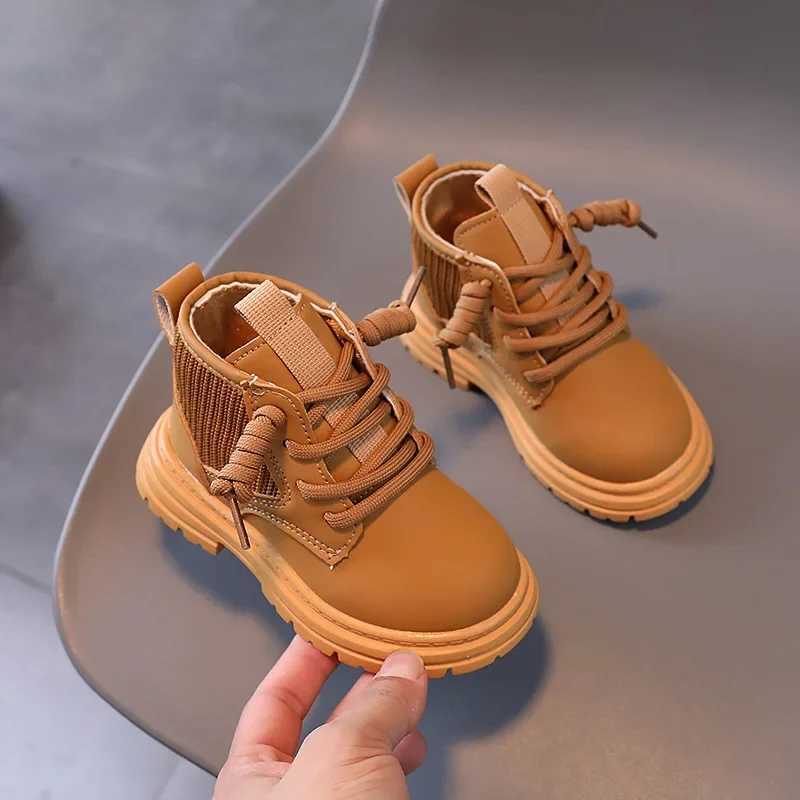 Boys Thick Bottom Girls Shoulder and Ankle Boots Spring and Autumn Fashion Childrens Solid Color Leather Boots Matte PU M241102