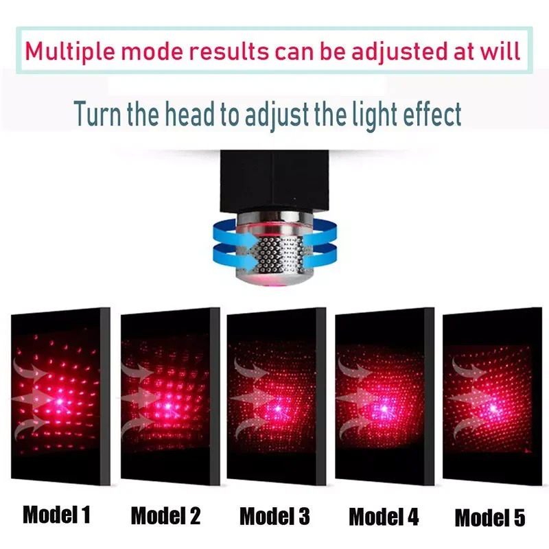 Romantic LED Car Roof Star Night Light Projector Atmosphere Galaxy Lamp USB Decorative Lamp Adjustable Car Interior Decor Light