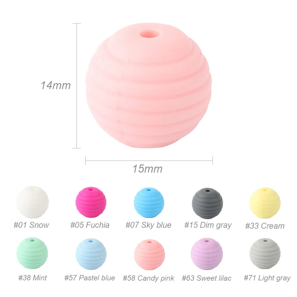 2025 20Pcs 15MM Round Spiral Silicone Beads BPA Free Chewable Baby Teething new Toys Care Infant DIY Pacifier Chain Accessories