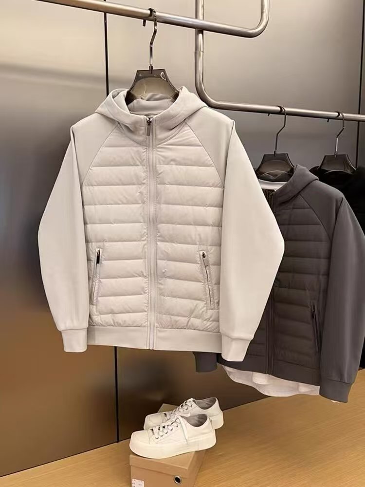 Winter new trend light cotton-padded jacket men loose Joker casual hooded solid color stitching couple coat men
