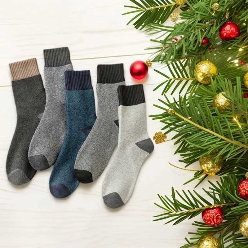 APILEN 5 Pairs Winter Men Business New Classical Thermal Warm Thickened Retro Snow Casual LX241102