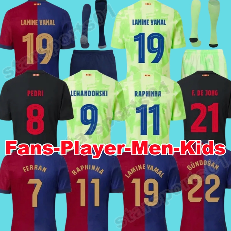 24 25 LAMINE YAMAL soccer jerseys PEDRI GAVI LEWANDOWSKI FC FERRAN Camiseta De football shirt AUBA JOAO CANCELO F. DE JONG 2024 2025 Football JOAO FELIX Men Kids