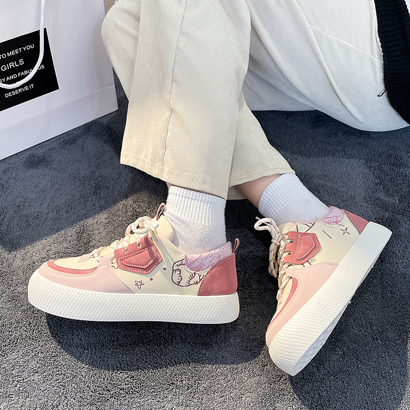Big Head Little White Shoes for Women 2024 Spring and Autumn New Korean Edition College Style Thick Bottom Versatile Student Casual Board Shoes