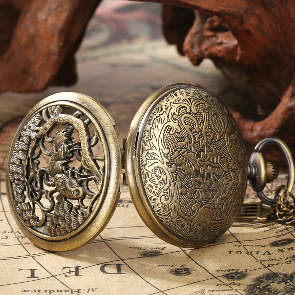Elegant Vintage Rose Flower Birds Quartz Necklace new 2025 Pocket Watch Men Women with Unique Pendant Accessory Retro Stylish Clock Gift