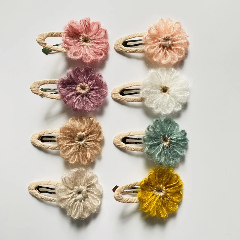 Wool Yarn Hairpin Baby Girls Hair new Clips Daisy Flower 2025 Barrettes For Kids Cute Pins Children Hairgrips Korean Style Accessories