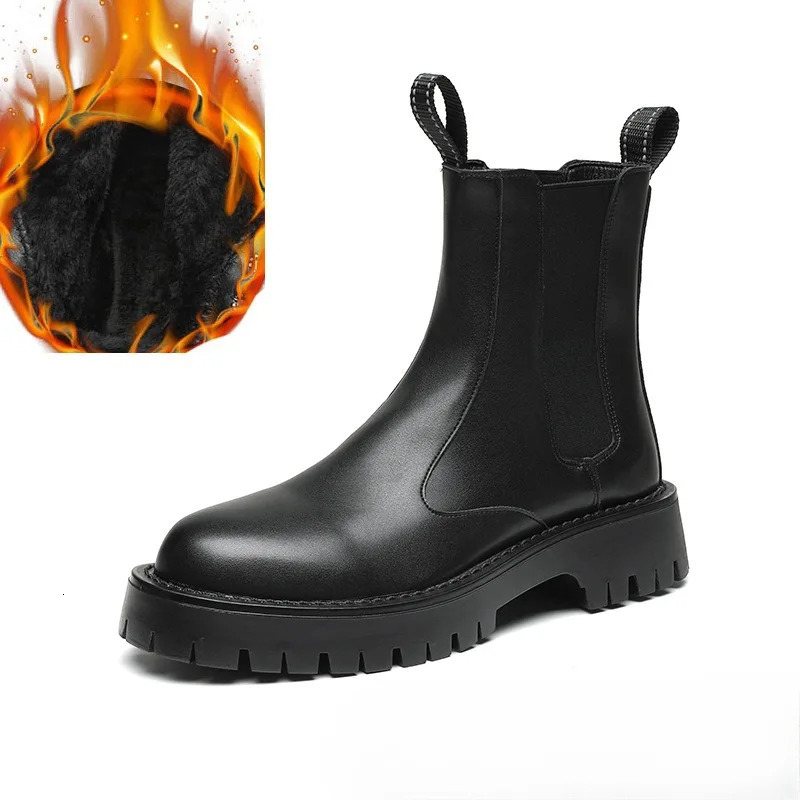 British leather anti slip motorcycle boots mens fashionable casual black platform shoes mens soft soled mens ankle boots 241031