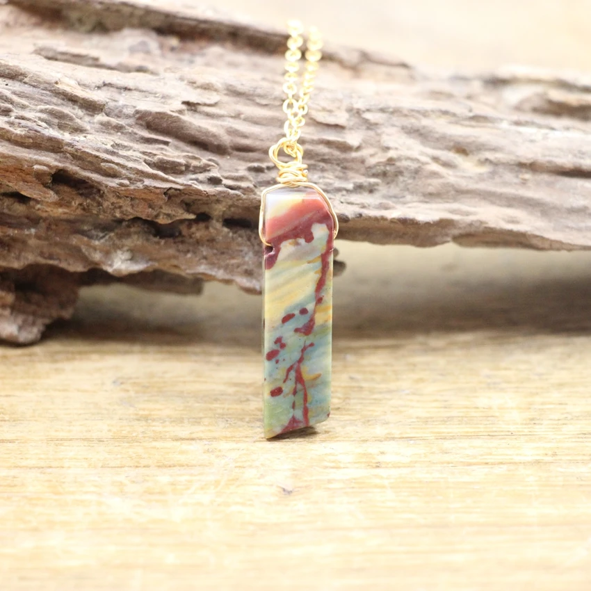Gold Chains 2025 Wire Wrapped Raw Stone Silce Slab Pendants,Healing Crystal new Reiki Natural Quartz Gems Necklace Women Jewelry,QC3291