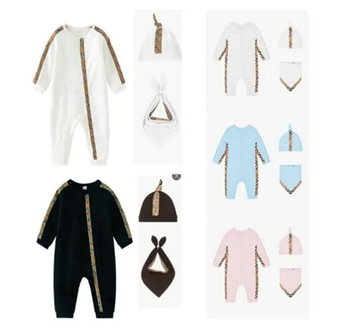 Baby jumpsuit Rompers with versatile lapels for newborns, plaid long sleeved underwear, cotton casual baby crawling clothes for boys and girls AA3