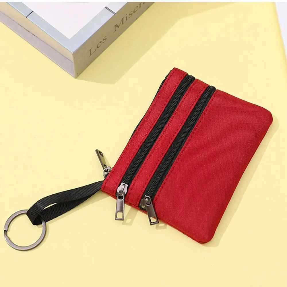 Korean Style Ox Cloth Coin Purse Double Zipper Canvas Small Item Bag Coin Purse Wallet Card Storage Bag WomenXJ241111
