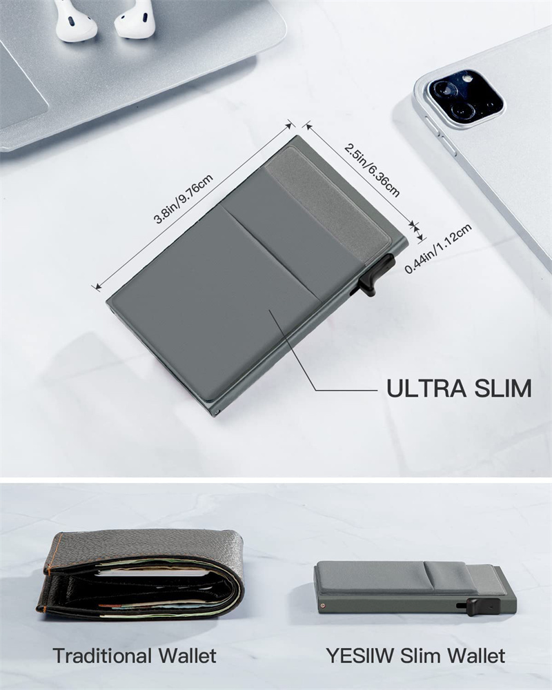 Customized Name Card Holder: RFID Mini Slim Wallet for Men - Aluminum Metal Magic Wallet, Thin Male Purse Money Bag (2024) 4 c3071