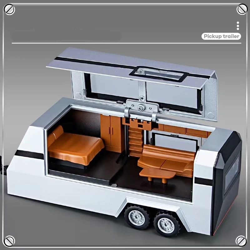1/32 For Tesla Cybertruck Pickup Trailer Alloy Car Model Diecasts Metal Toy Off-road Vehicles Truck Model Sound and Light Gifts