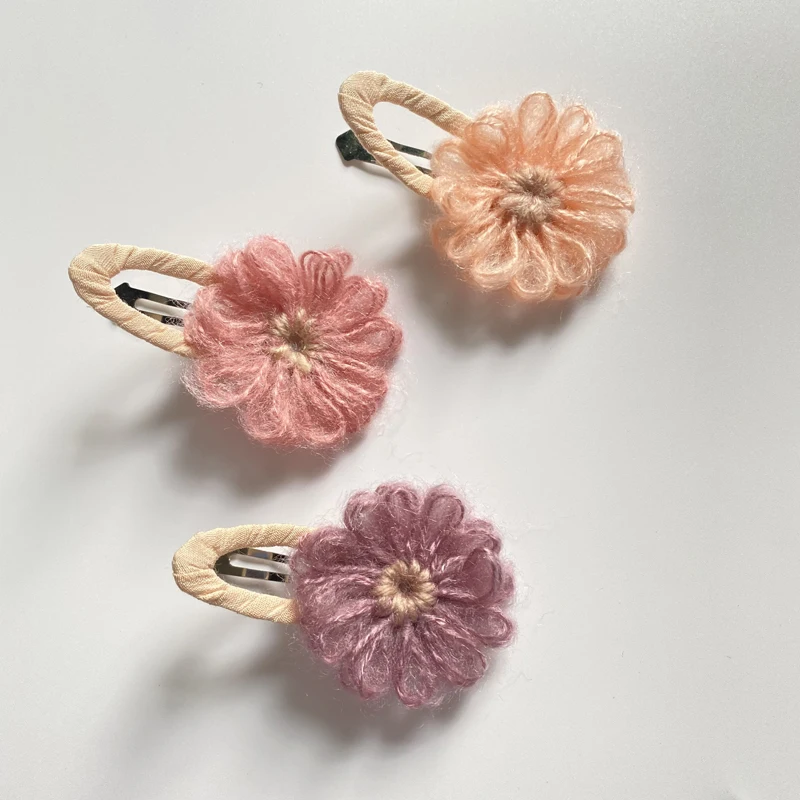 Wool Yarn Hairpin Baby Girls Hair new Clips Daisy Flower 2025 Barrettes For Kids Cute Pins Children Hairgrips Korean Style Accessories