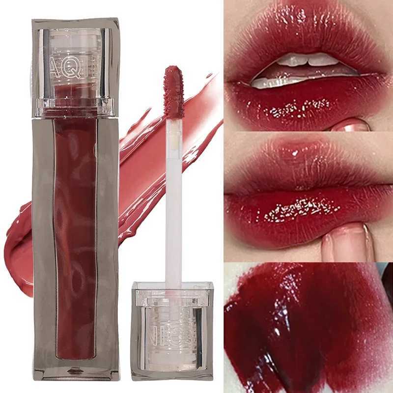Dark reddish brown mirror glass lipstick moisturizing sexy red liquid lipstick durable non stick cup lipstick gloss Korean cosmetics W241101
