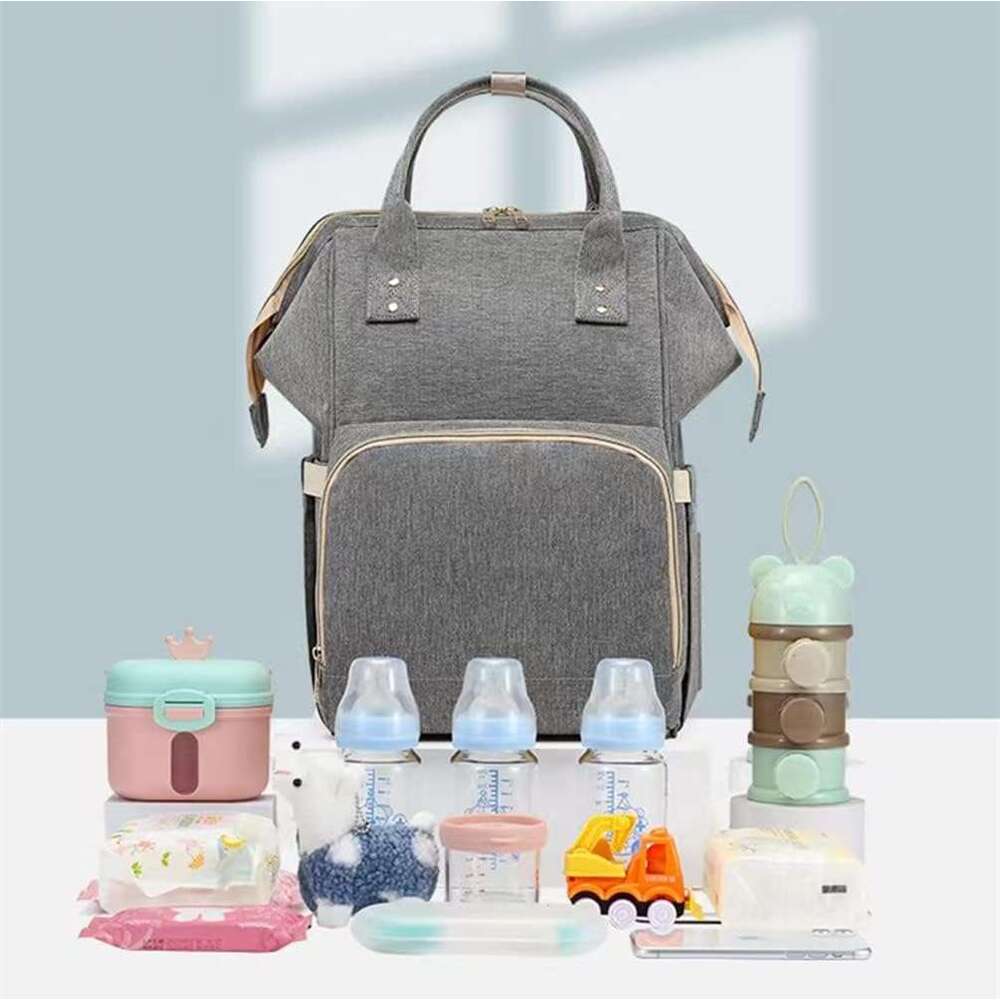 meinkora backpack baby mom and dad travel bag suitable for boys girls grey multi functional diaper bag backpack
