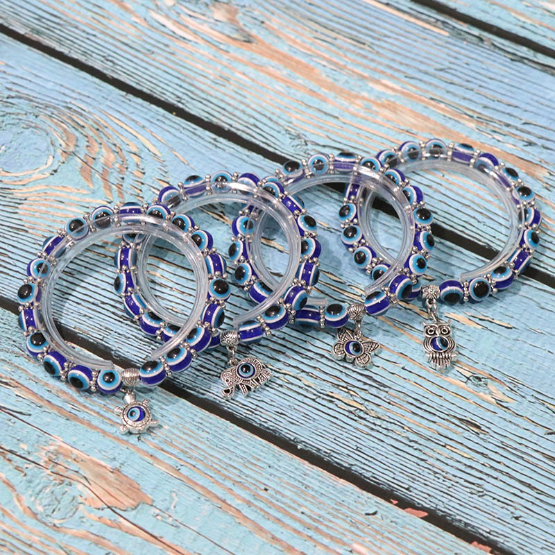 Lucky Turkish Blue Eye Bracelet for Women Men Elephant Butterfly Fatima Hand Charm Bracelet Evil Eye Beads Braclets Accessories
