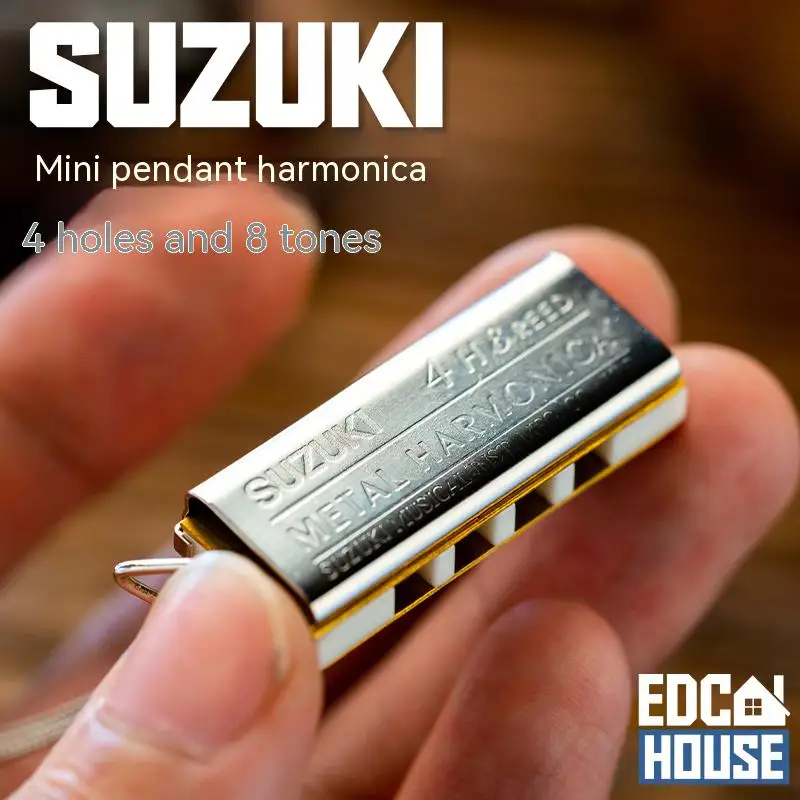 LAUTIE Imported Suzuki Suzuki Four-hole Eight-tone Mini Mini Harmonica Necklace Pendant Outdoor Portable Old Blacksmith Edc