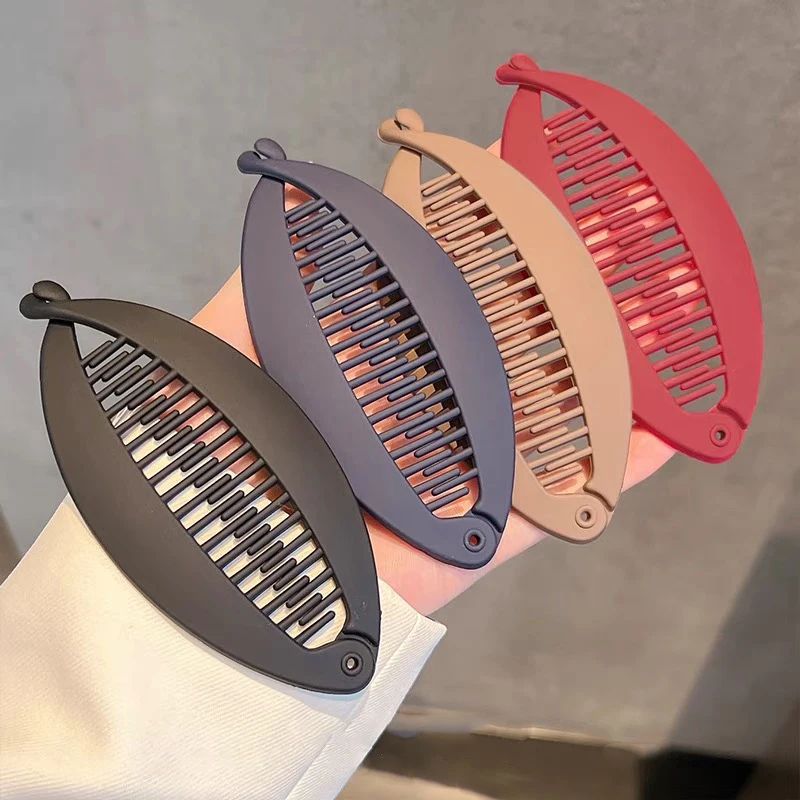 AWAYTR Frosted Fish Shaped Hairpin Ponytail Banana Clip Headband for Women Simple Solid new Acrylic Twist Clamp 2025 Barrettes Headwear