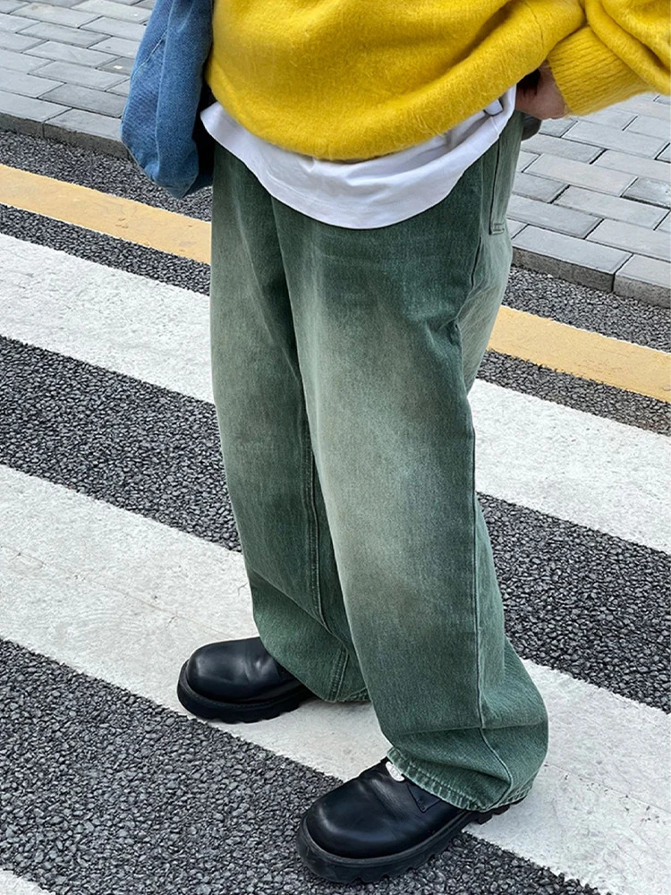 Men Jeans Retro Washed Daily S3XL Hip Hop Teenagers Fashion Loose European Style Y2K Simple Wide Leg Trousers Vitality Chic 241024