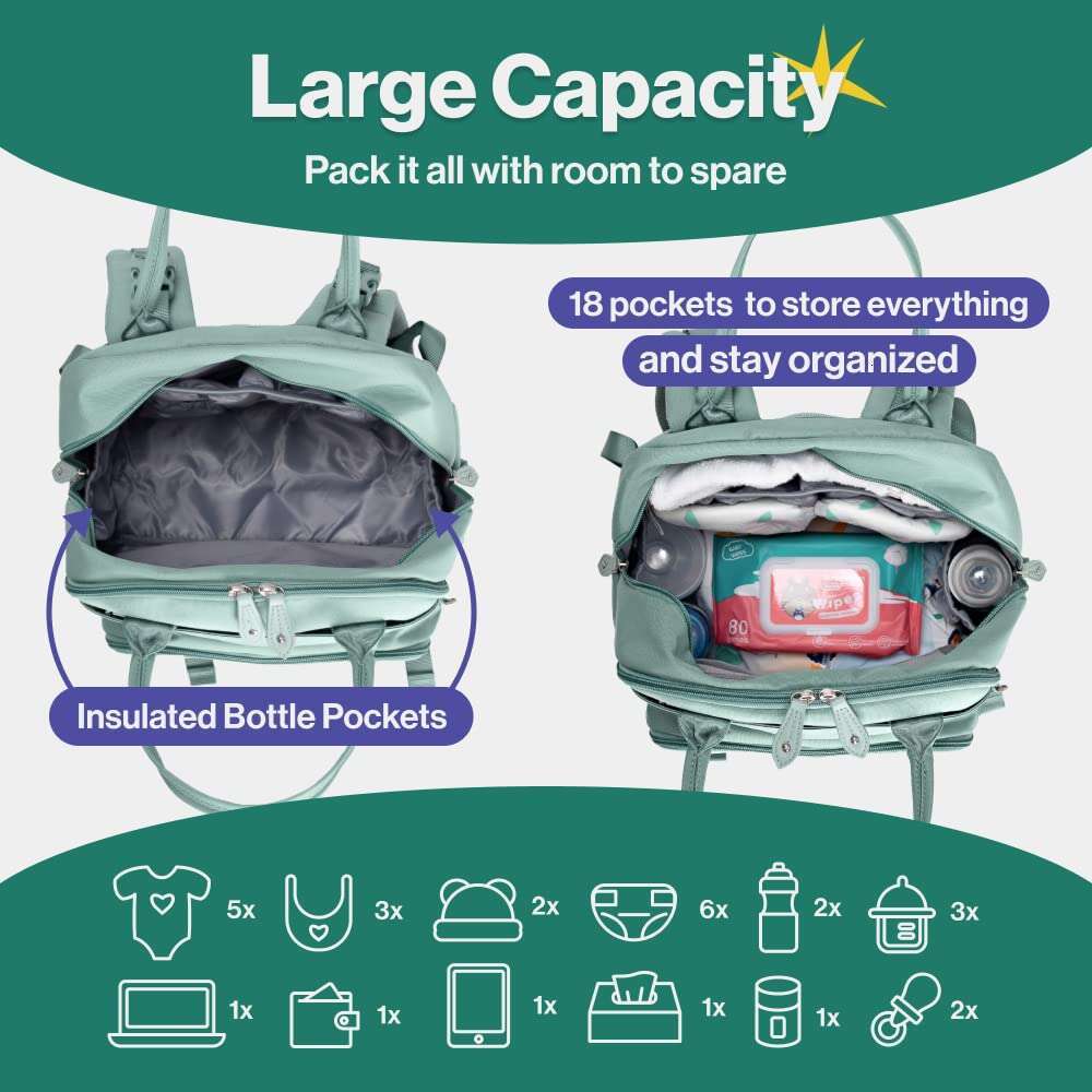 comfortable spacious diaper bag with builtin changing pad accessory storage for babies