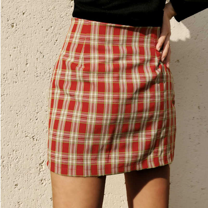 Women Zipper Skirt WoMens Plaid Midi Skirt With High Waist And Slit WoMens Hip Hugging Short Skirt Vintage Skirts Dresses Summer 241023